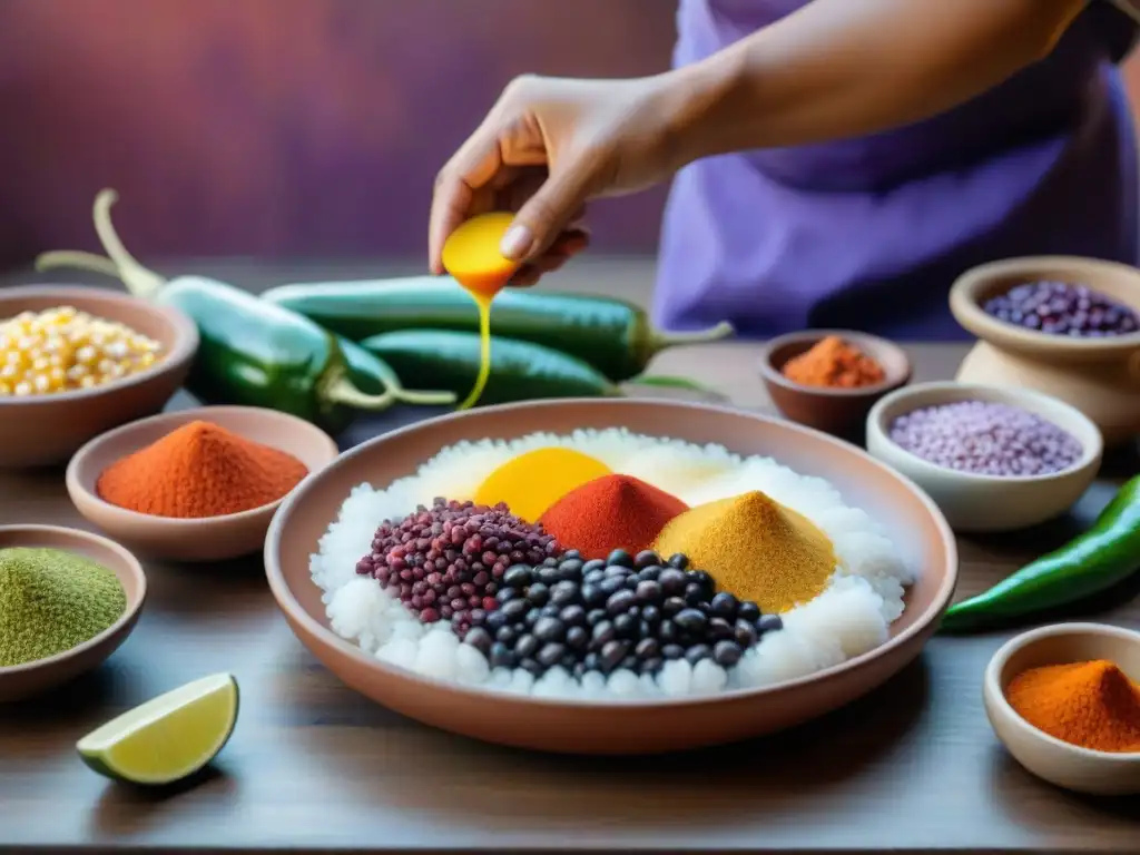 Un chef peruano preparando fermentados peruanos en la cocina tradicional