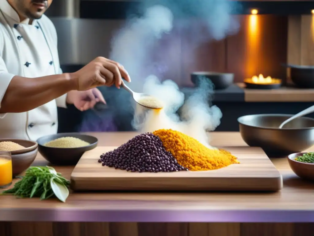 Un chef peruano transforma ingredientes autóctonos en platos vibrantes en una cocina bulliciosa