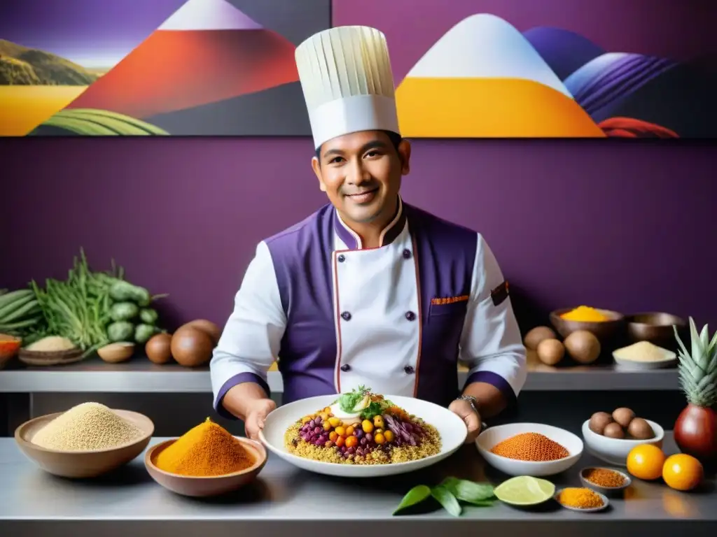 Un chef peruano fusiona ingredientes autóctonos en moderna cocina, reflejando la gastronomía peruana