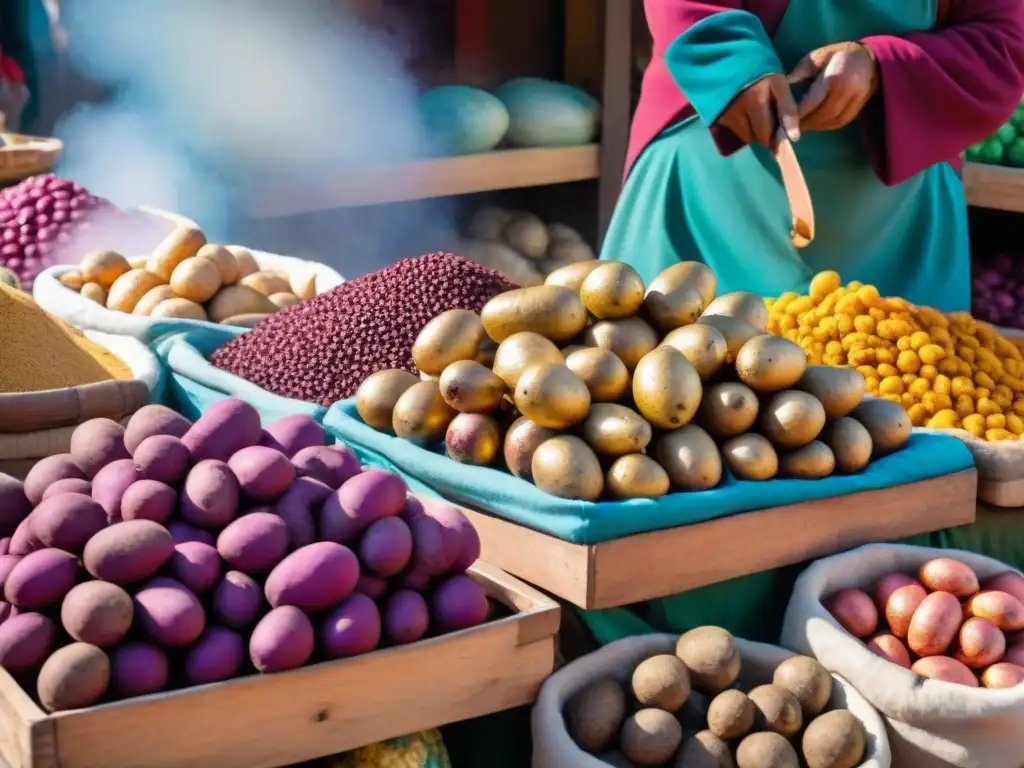 Un chef peruano selecciona ingredientes olvidados en un mercado de Cusco, resaltando la riqueza de la gastronomía local