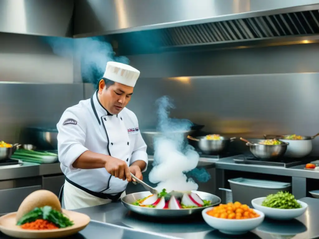 Chef peruano innovador usando técnica de ahumado en ceviche