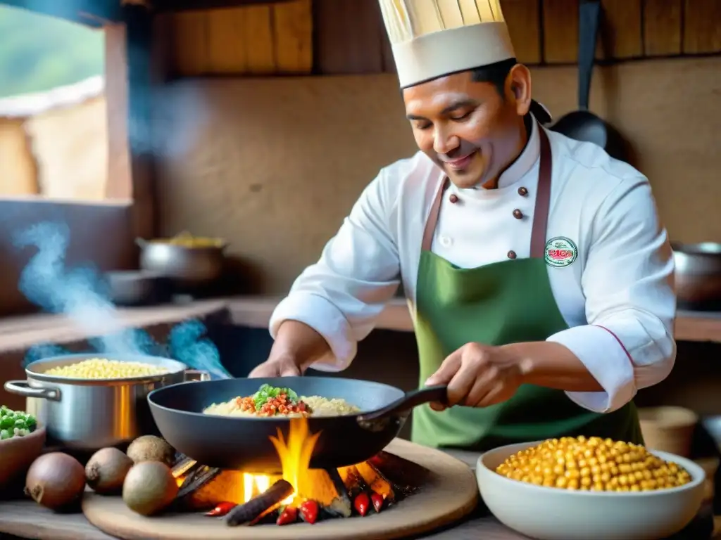 Un chef peruano prepara una paila tradicional sobre fuego