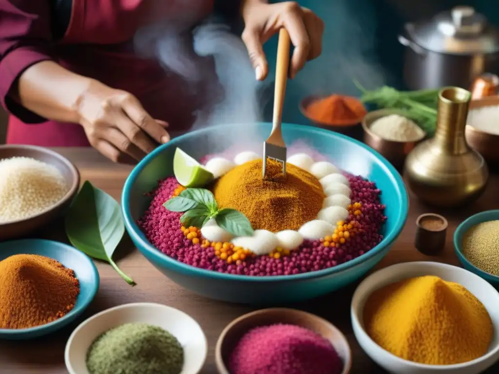 Un chef peruano prepara un plato con amaranto, resaltando los usos del amaranto en cocina