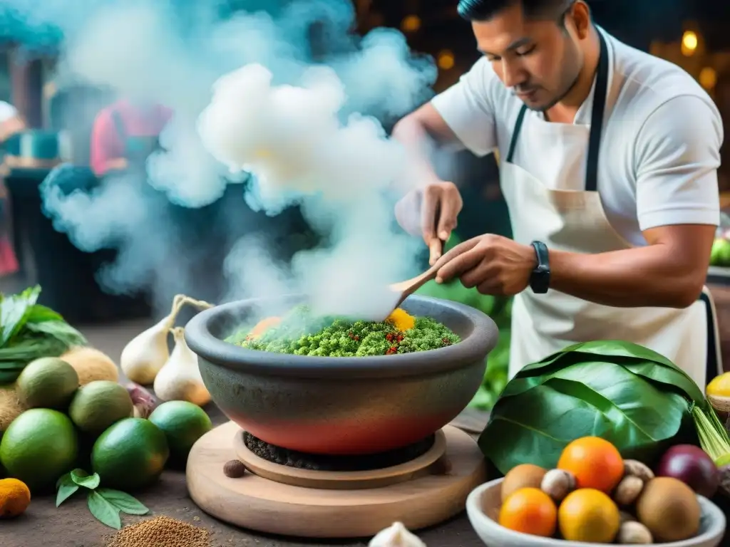 Un chef peruano preparando plato amazónico en Festival Gastronomía Amazónica Perú