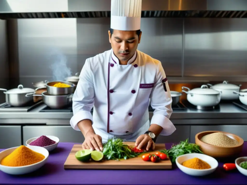 Un chef peruano crea plato tradicional con técnicas culinarias peruanas contemporáneas