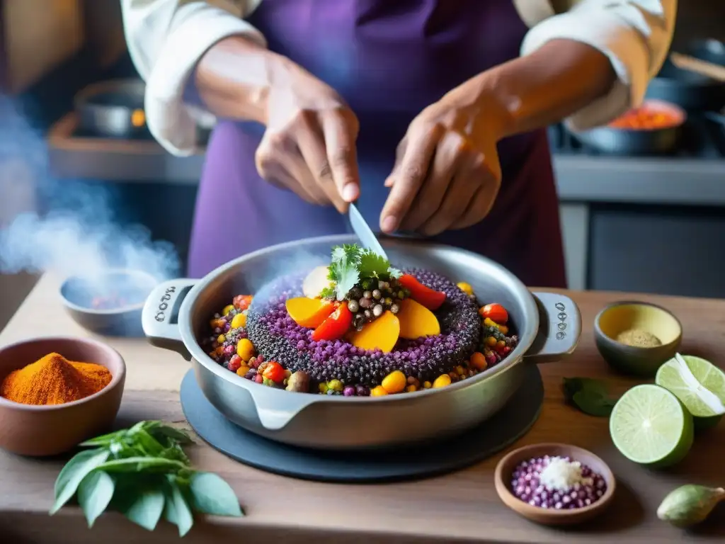 Un chef peruano prepara un plato tradicional de la Sierra con ingredientes autóctonos