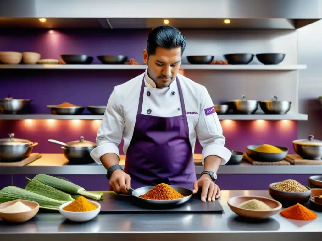 Un chef peruano prepara un plato tradicional con herramientas modernas