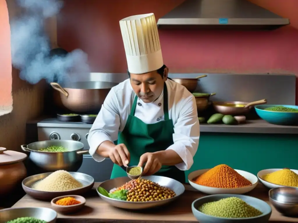 Un chef peruano prepara platos con Tarwi, resaltando la importancia del tarwi en gastronomía peruana