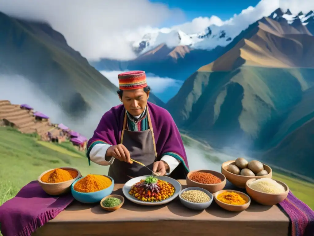 Chef peruano en los Andes: Cocina de altura Un chef peruano en los Andes prepara platos peruanos