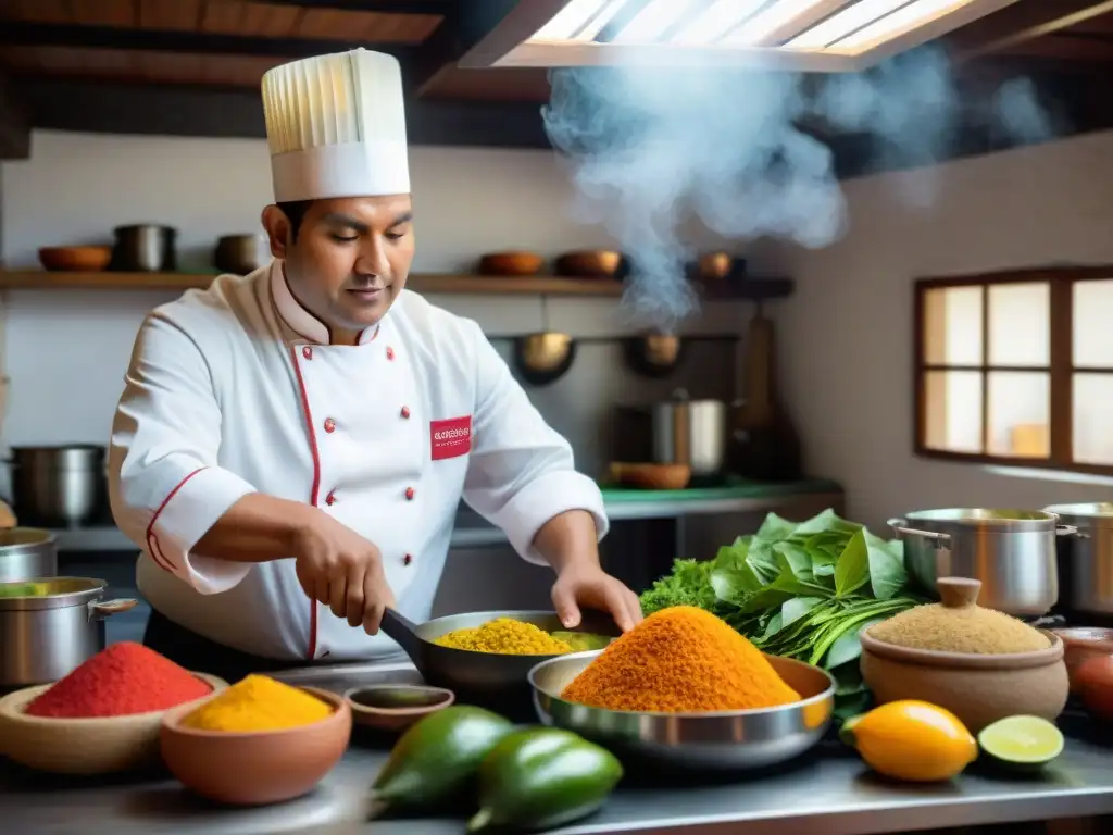 Chef peruano preparando platos tradicionales de oca y mashua con destreza