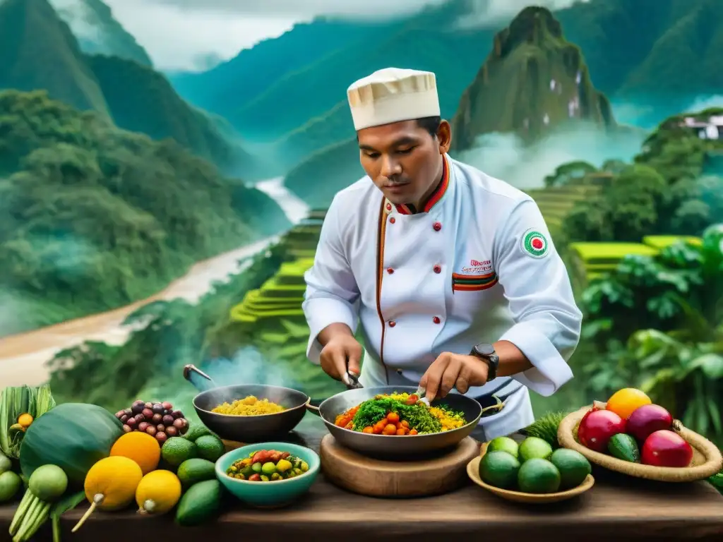 Un chef peruano preparando platos tradicionales en la selva amazónica