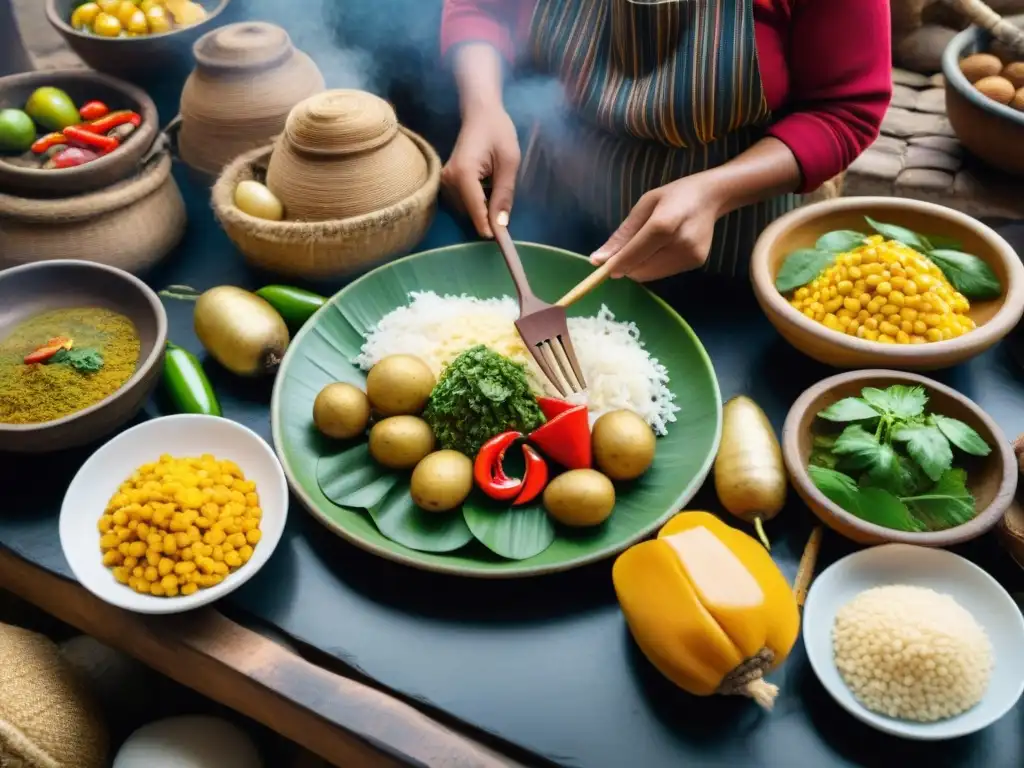 Un chef peruano prepara platos tradicionales gastronomía peruana con ingredientes nativos