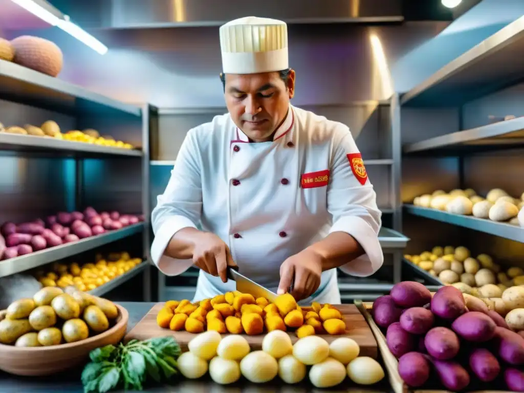 Un chef peruano destaca el poder de la papa en una cocina vibrante con variedades de colores