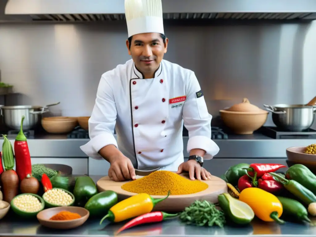 El chef peruano fusiona sabores y texturas en su cocina moderna, creando innovadoras salsas peruanas