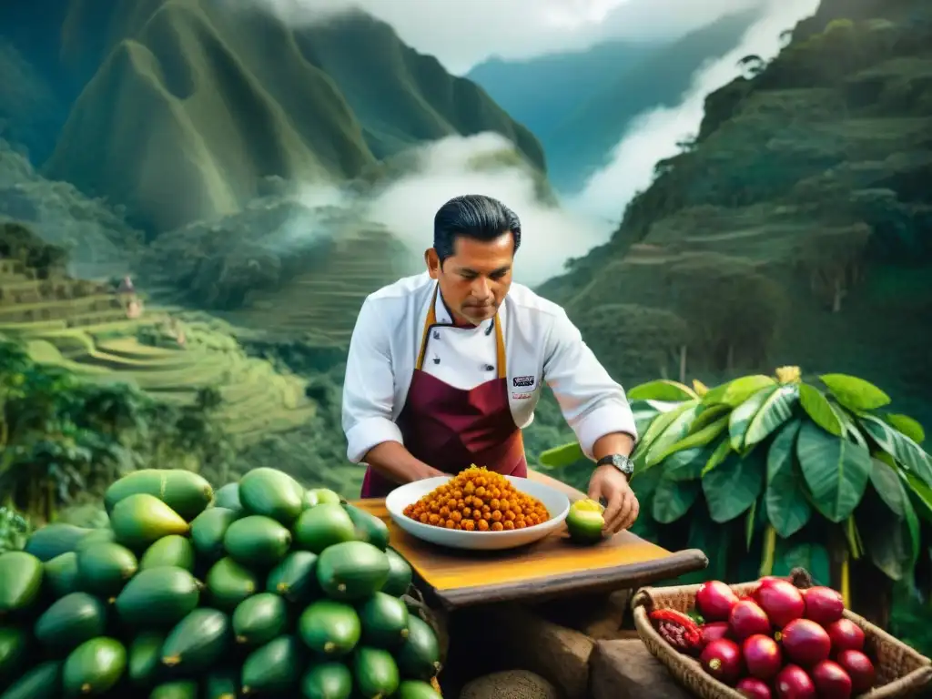 Chef peruano Pedro Miguel Schiaffino en la selva, seleccionando ingredientes autóctonos