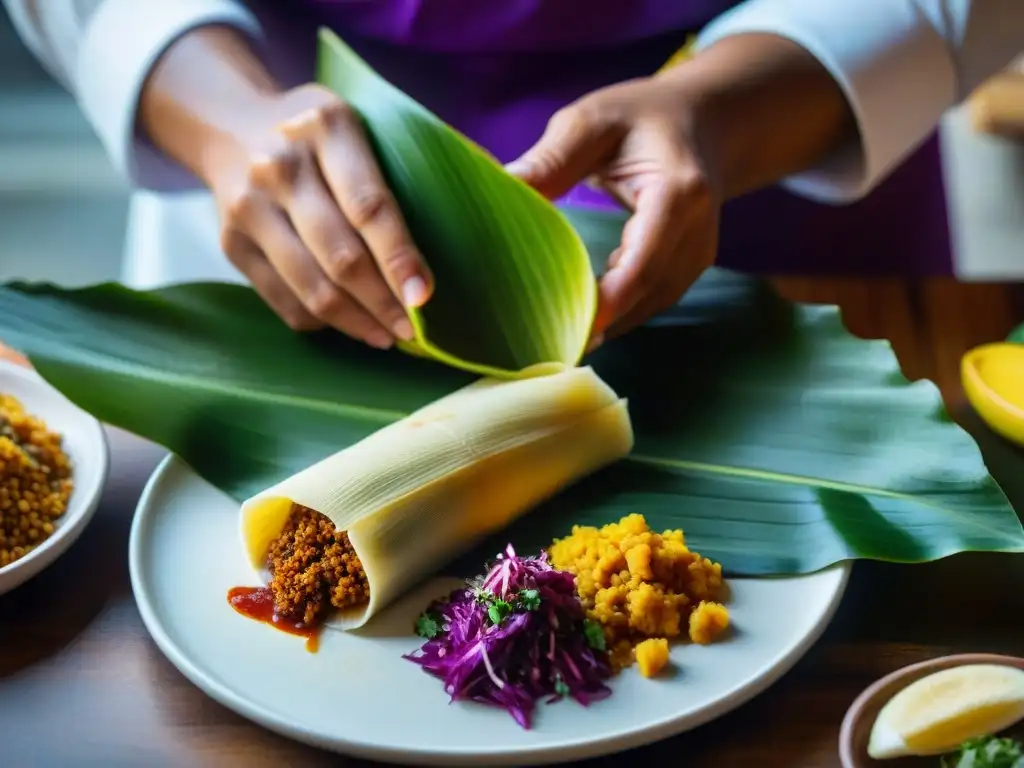 Un chef peruano desvelando los secretos de los tamales con ingredientes autóctonos