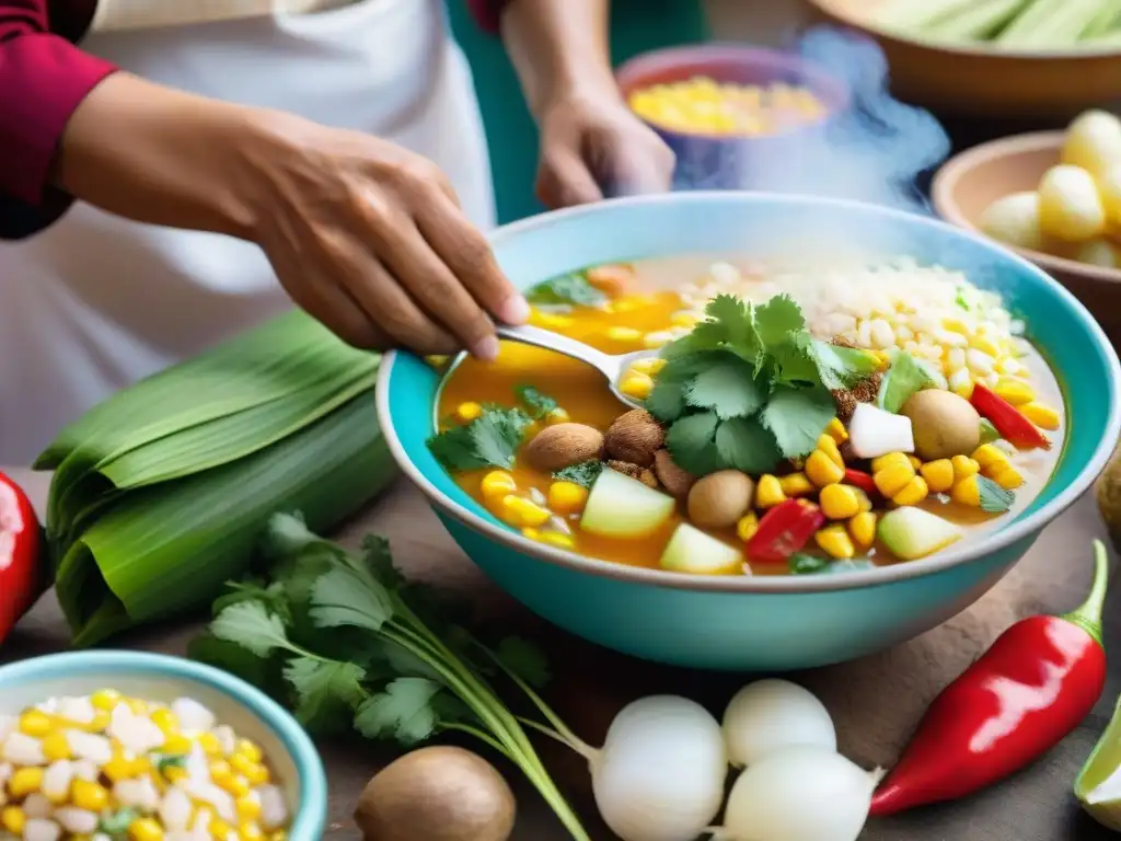 Un chef peruano prepara sopa con ingredientes autóctonos