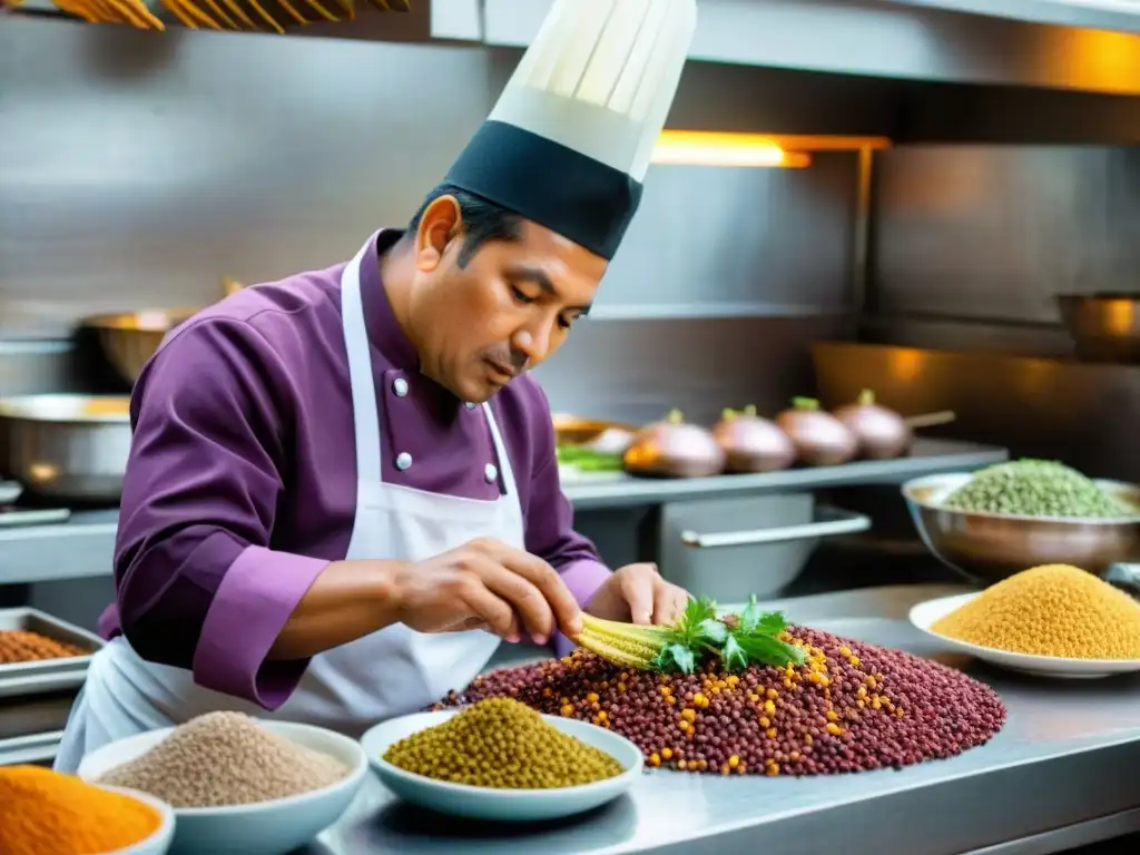 Chef peruano preparando suri con ingredientes autóctonos