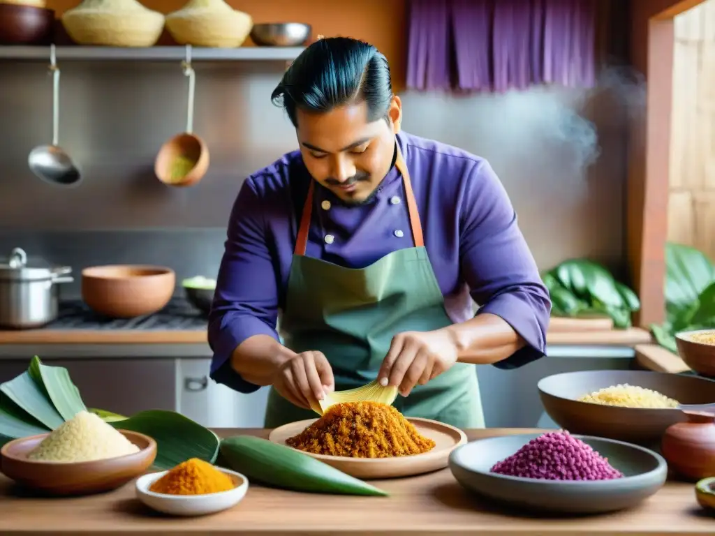 Un chef peruano transforma el tamal con innovación y tradición en una cocina rústica