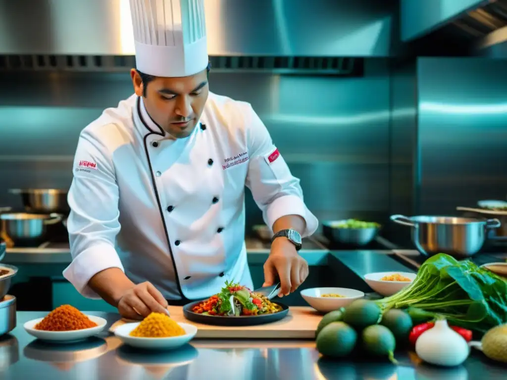 Un chef peruano fusiona técnicas culinarias peruanas contemporáneas en una cocina moderna