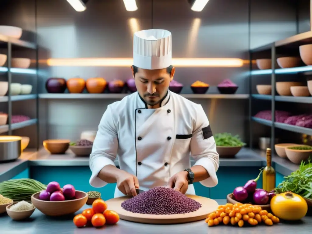 Un chef peruano utiliza técnicas de fermentación digital en una cocina moderna, fusionando innovación y tradición culinaria