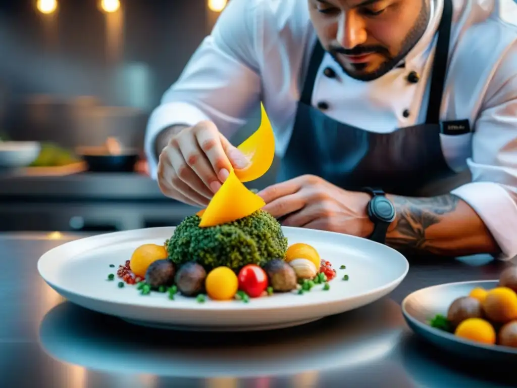 Chef peruano muestra técnicas visuales en la presentación de comida tradicional