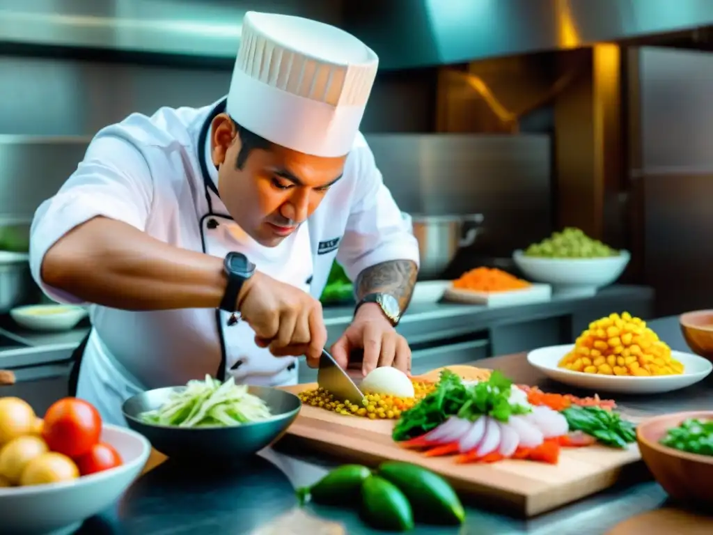 Un chef peruano fusiona tradición y tecnología al preparar ceviche