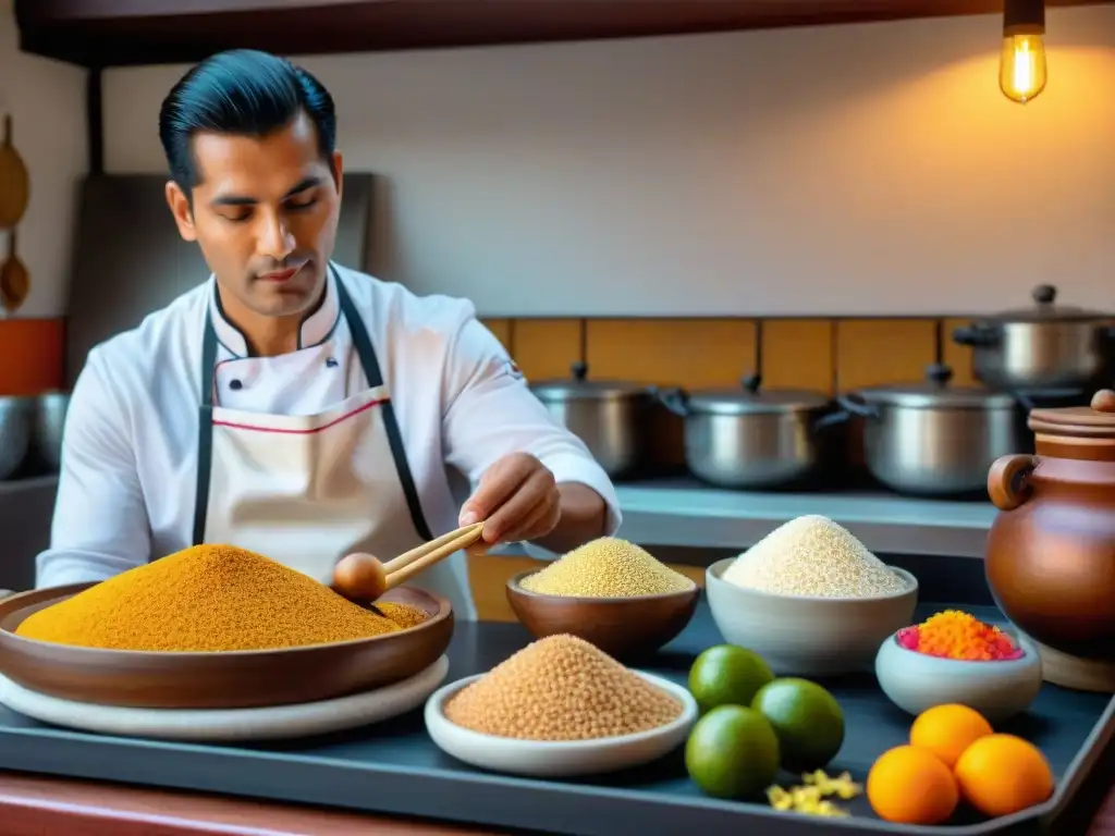 Chef peruano preparando el turrón de Doña Pepa en una cocina tradicional