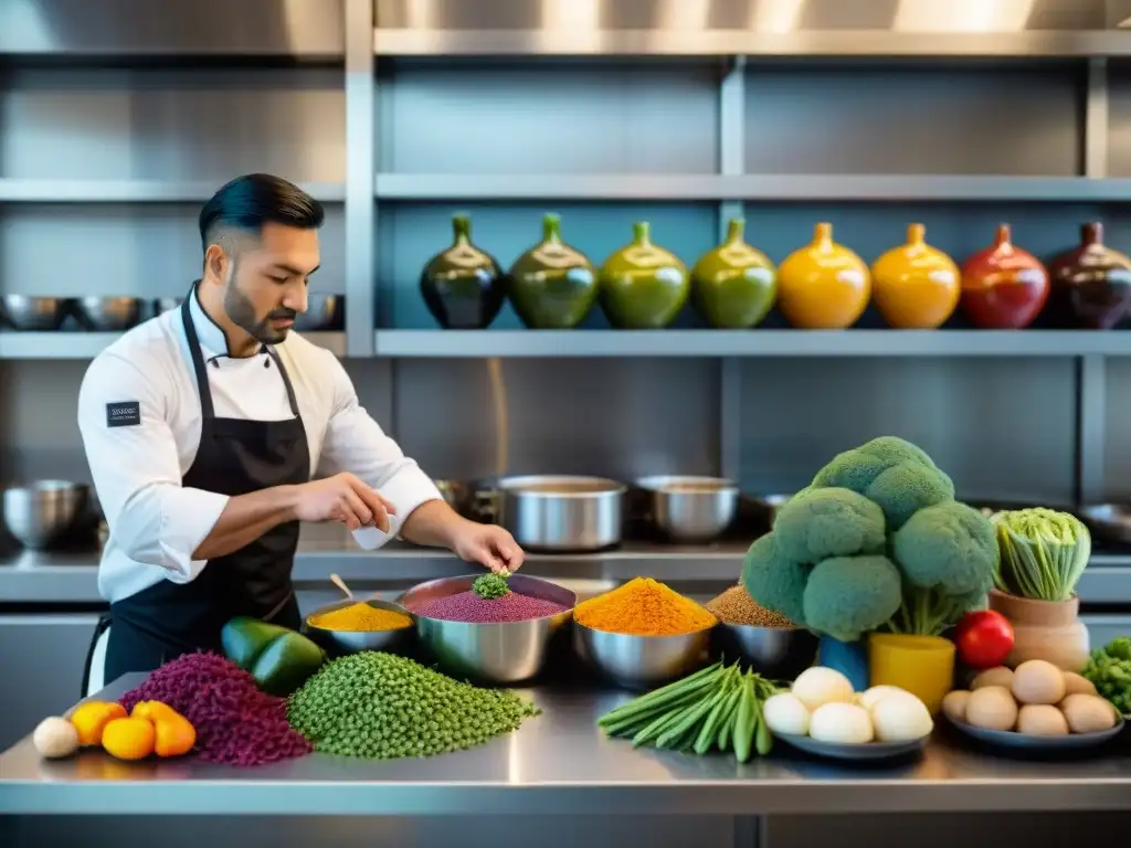 Un chef prepara un platillo andino con tarwi