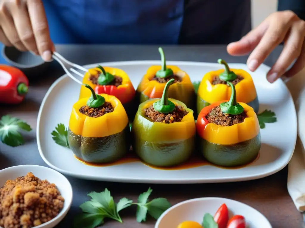 Chef preparando rocoto relleno con ingredientes frescos - Propiedades nutritivas del rocoto