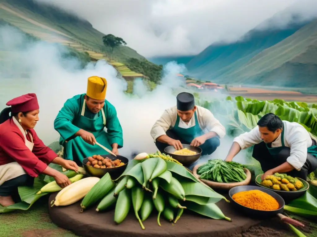 Chefs peruanos preparan un festín de Pachamanca al aire libre