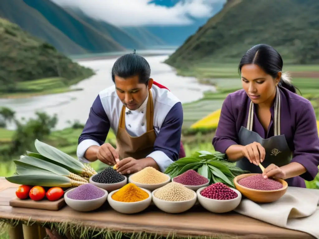 Chefs peruanos seleccionando ingredientes andinos, destacando la conservación de productos endémicos en la gastronomía peruana