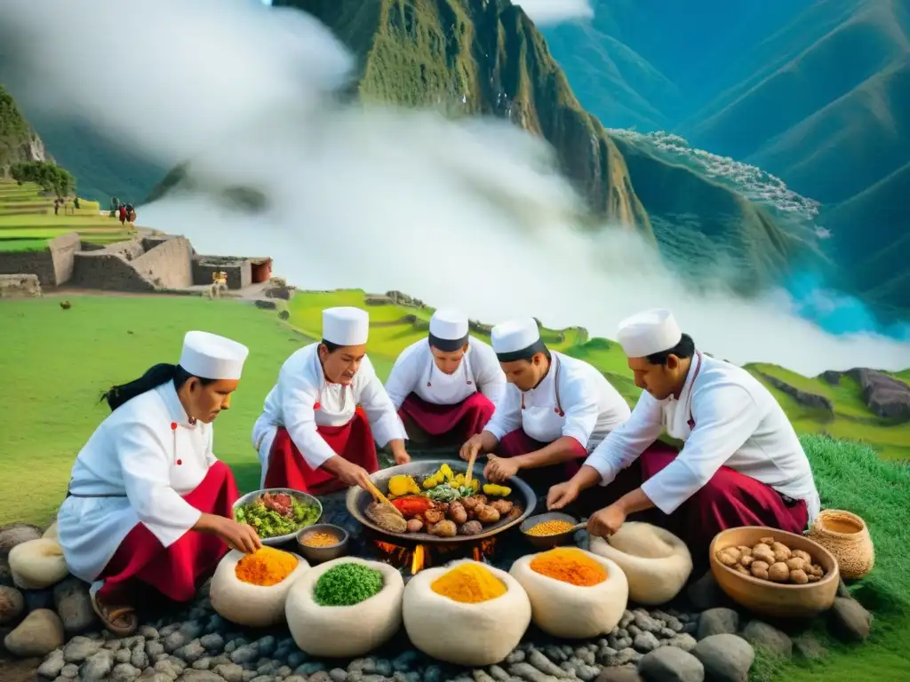 Chefs peruanos preparando Pachamanca en festival gastronomía peruana