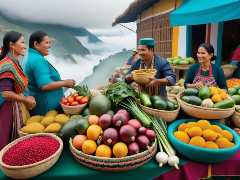 Chefs peruanos redefiniendo sabores en bullicioso mercado de frutas y verduras exóticas, textiles y especias