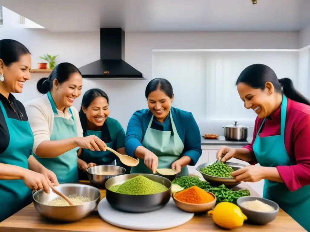 Inclusión social y gastronomía en Perú: Grupo diverso cocina con alegría en cocina peruana