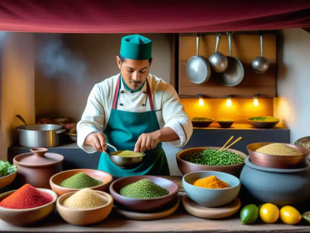 Cocina andina llena de vida, chef preparando platos gourmet con caigua fresca