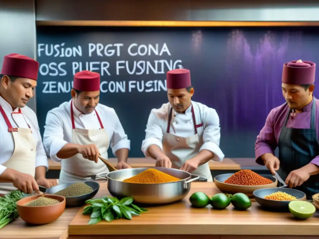 Cocina peruana: chefs preparan platos con ingredientes autóctonos en cocina bulliciosa