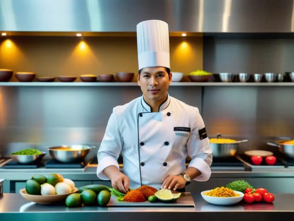 Cocina modular para gastronomía peruana: chefs preparan platos tradicionales en un ambiente innovador y enfocado