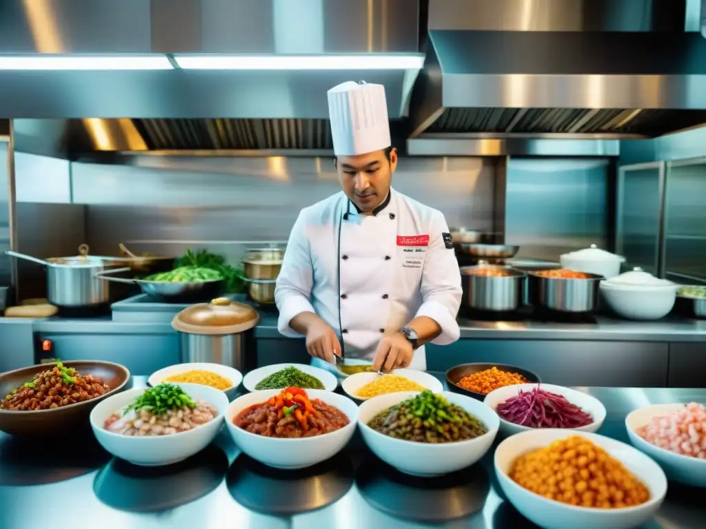 Cocina peruana en su esencia: chefs preparando ceviche y lomo saltado con Big Data en acción