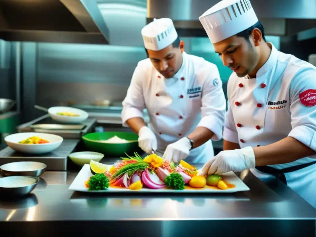 Cocina peruana mundial en Segundo Muelle: chefs preparando ceviche, causas y tiraditos con precisión y pasión