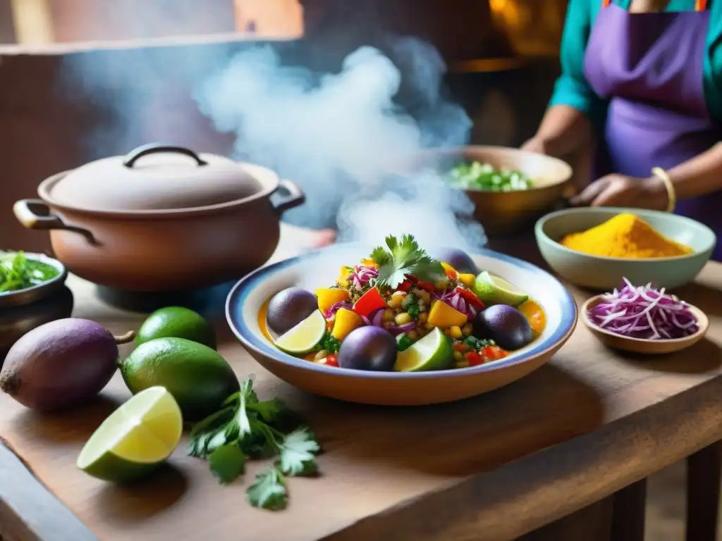 Una cocina peruana tradicional, resaltando la importancia de los ingredientes autóctonos en la gastronomía peruana