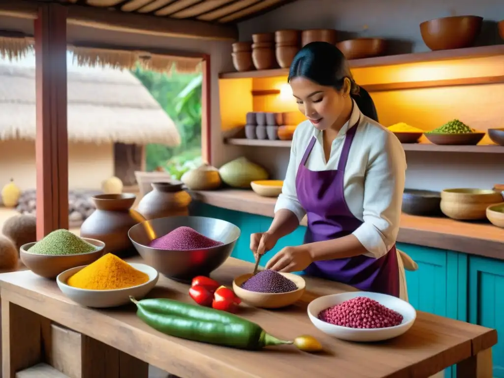 Una cocina peruana tradicional con ingredientes autóctonos y libros gastronomía peruana autóctonos