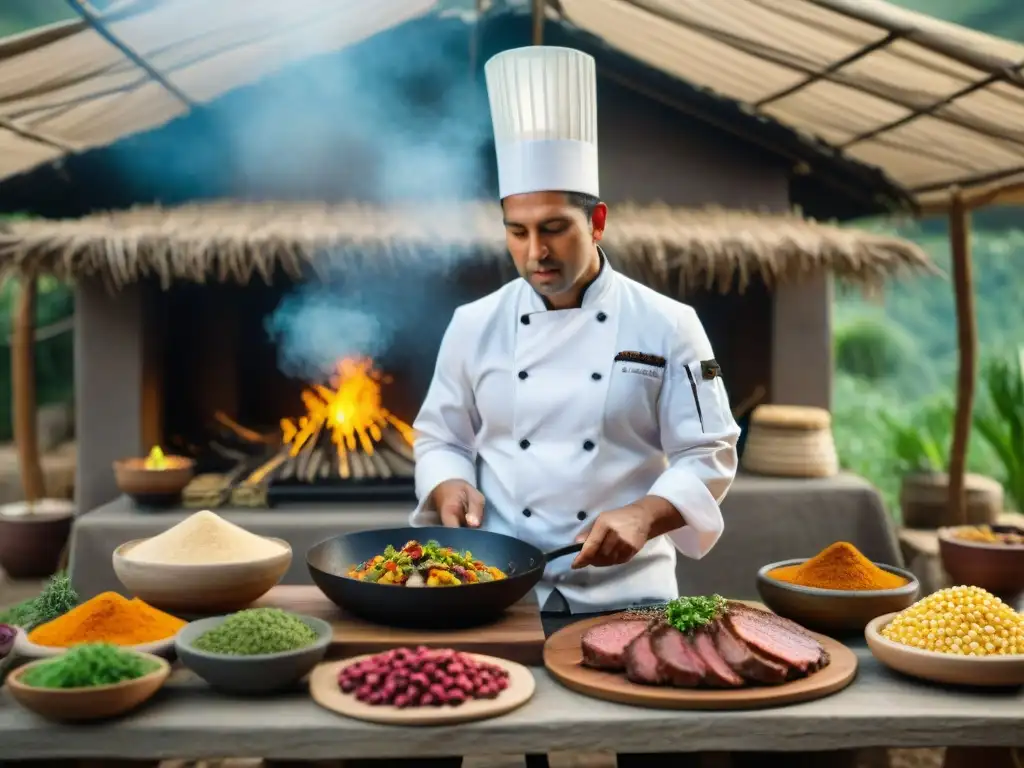 Preparación autóctona de Pachamanca: Chef Gastón Acurio lidera la elaboración en cocina tradicional al aire libre