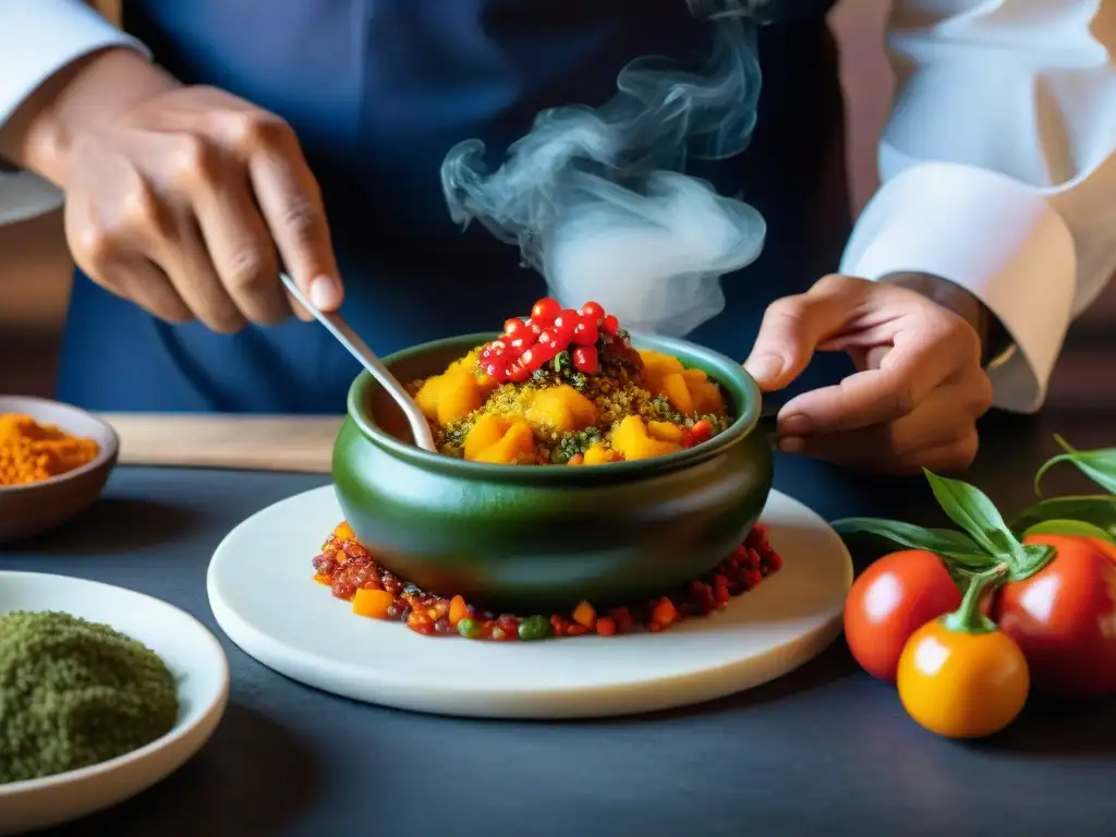 Un cocinero experto prepara un rocoto relleno en una cocina tradicional de Arequipa