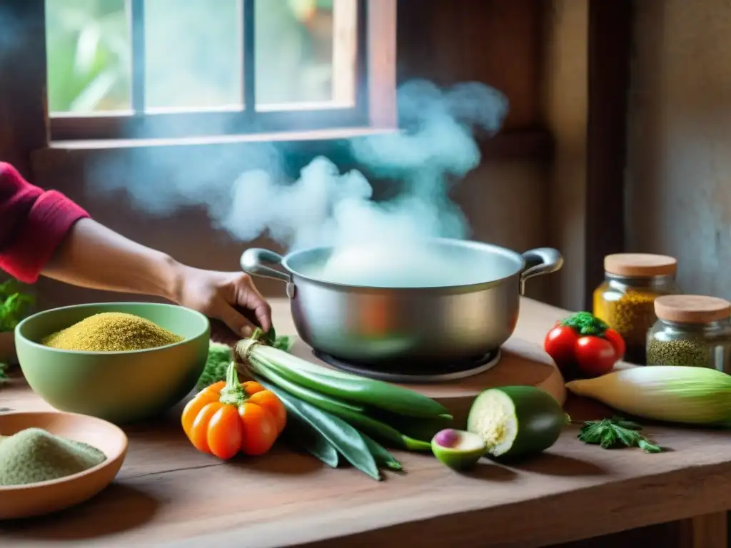 Un cocinero prepara platos tradicionales de la gastronomía peruana con mashua y oca