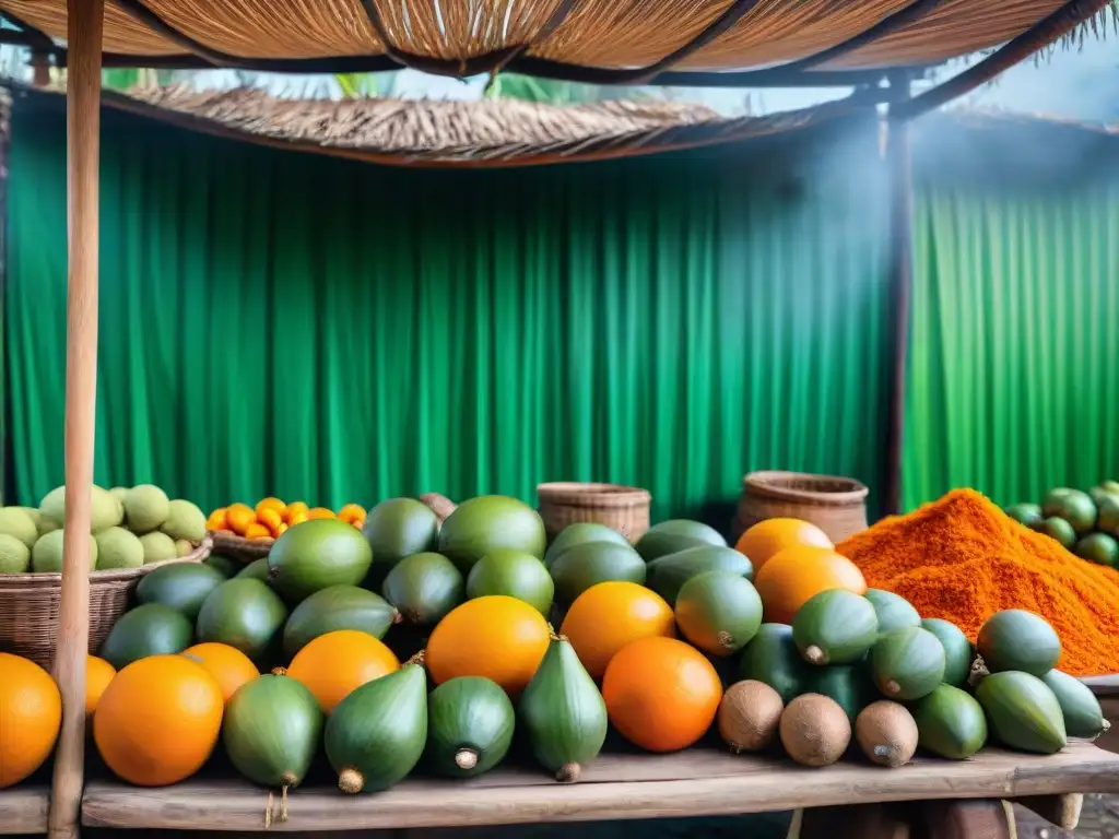 Una colorida feria amazónica rebosante de coconas frescas