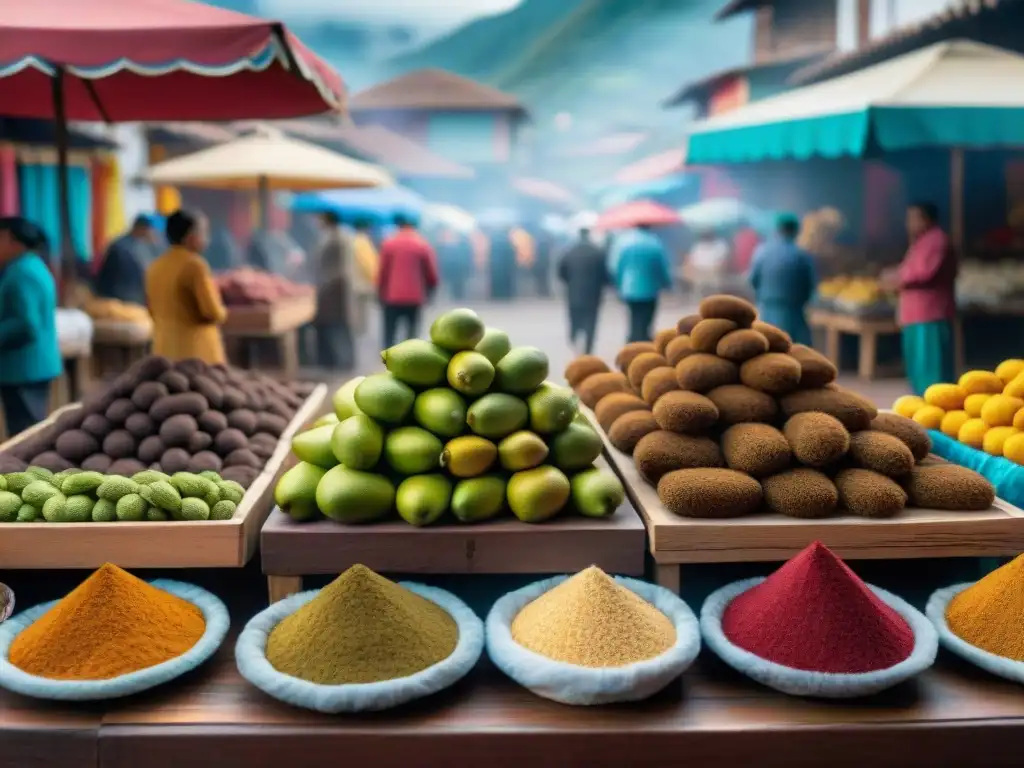 Coloridas Chocotejas peruanas dulces tradicionales en mercado tradicional