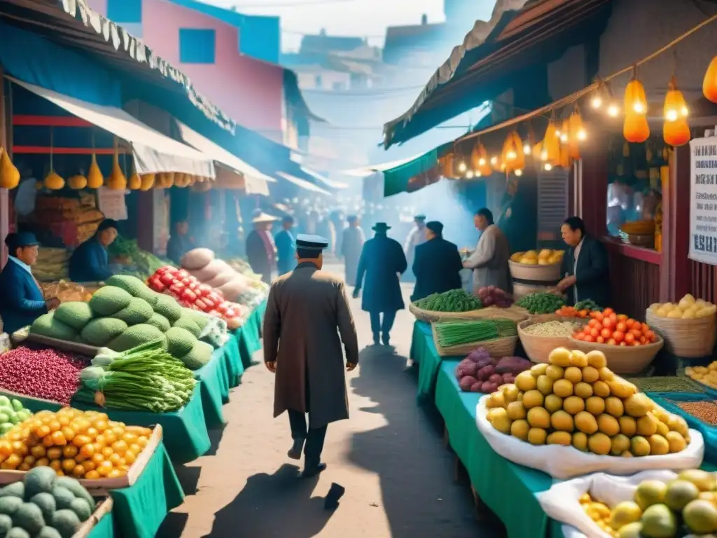 Colorido mercado de alimentos en Trujillo, Perú