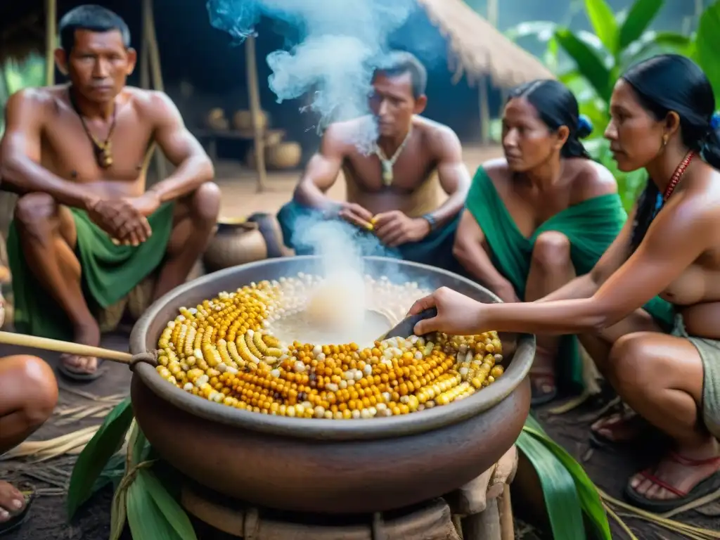 Celebración comunitaria en la Amazonía peruana con bebidas fermentadas