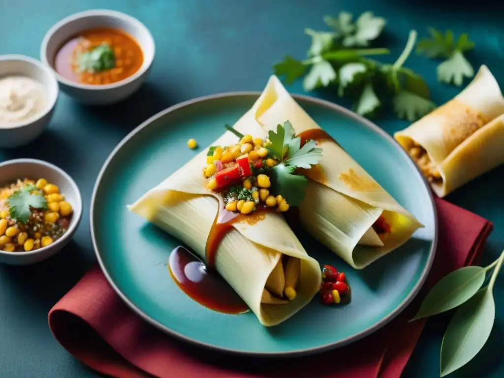 Delicada presentación del Tamal Peruano con texturas e ingredientes auténticos